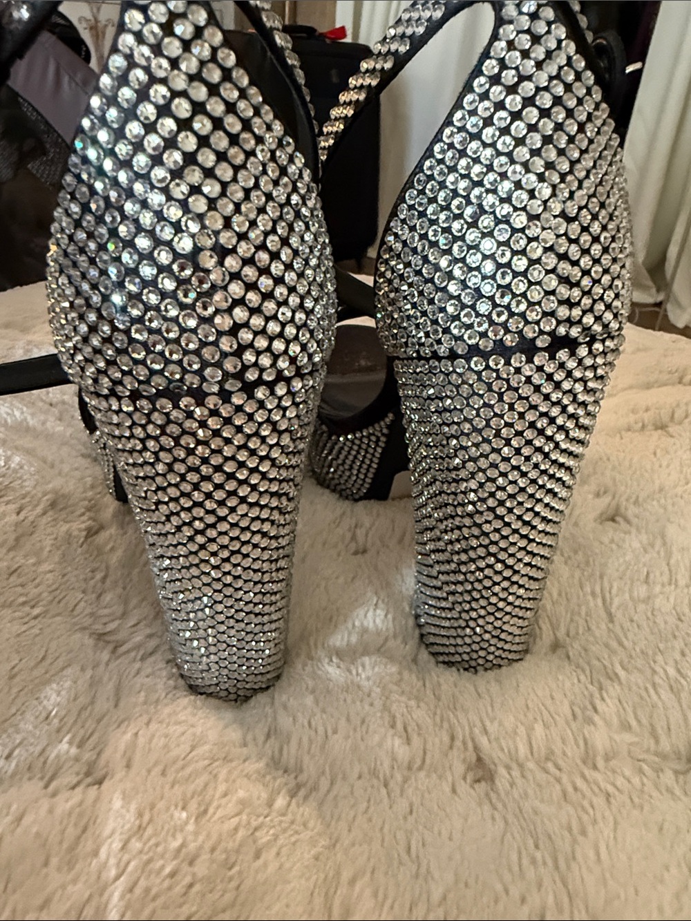 Prada Black and Silver Crystal Platform Sandals 37.5 new - Picture 3 of 6